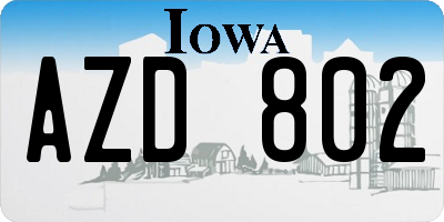 IA license plate AZD802