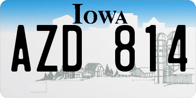 IA license plate AZD814