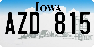 IA license plate AZD815