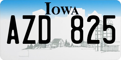 IA license plate AZD825