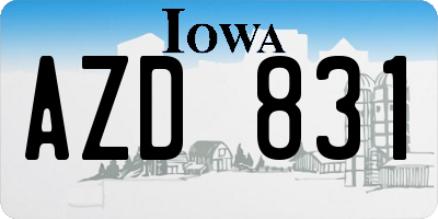 IA license plate AZD831