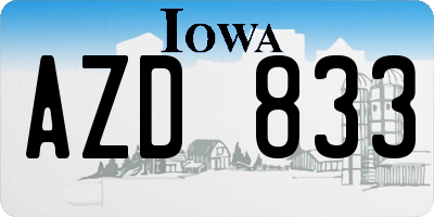 IA license plate AZD833