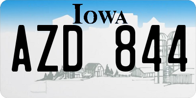 IA license plate AZD844