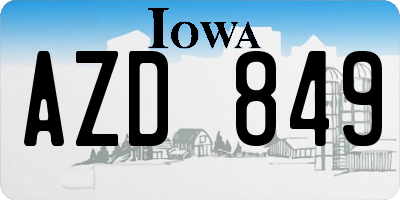 IA license plate AZD849