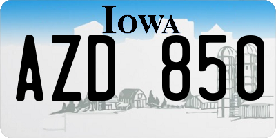 IA license plate AZD850