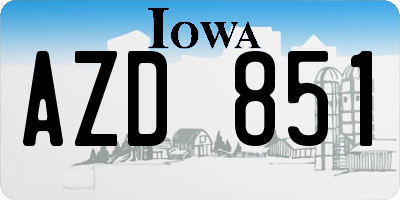 IA license plate AZD851