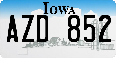 IA license plate AZD852