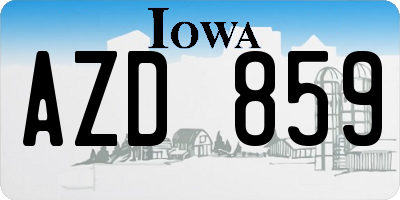 IA license plate AZD859