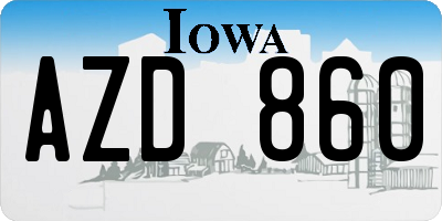 IA license plate AZD860