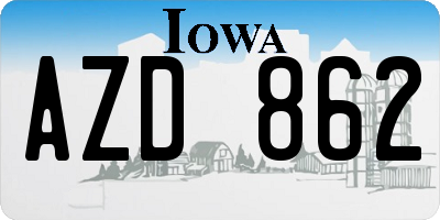 IA license plate AZD862