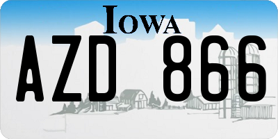 IA license plate AZD866