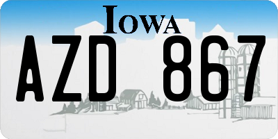 IA license plate AZD867