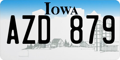 IA license plate AZD879