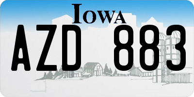 IA license plate AZD883