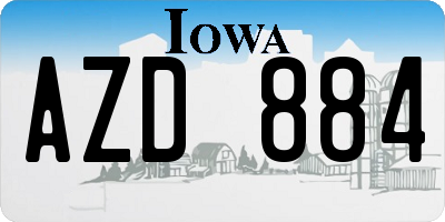 IA license plate AZD884