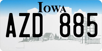 IA license plate AZD885