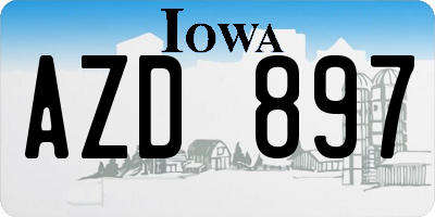 IA license plate AZD897