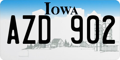 IA license plate AZD902