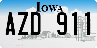 IA license plate AZD911