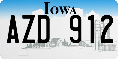 IA license plate AZD912