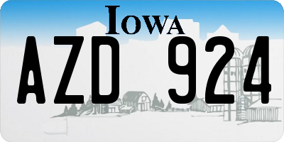 IA license plate AZD924