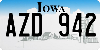 IA license plate AZD942