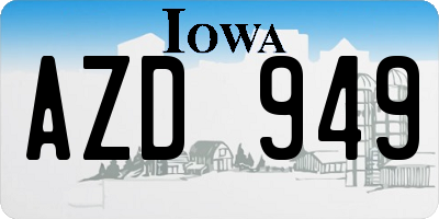 IA license plate AZD949