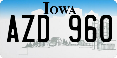 IA license plate AZD960