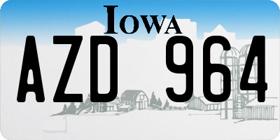 IA license plate AZD964