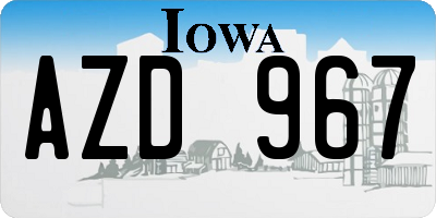 IA license plate AZD967