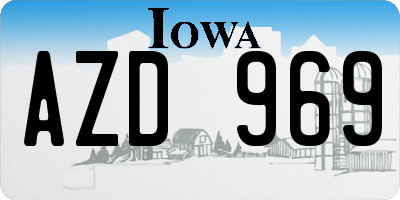 IA license plate AZD969