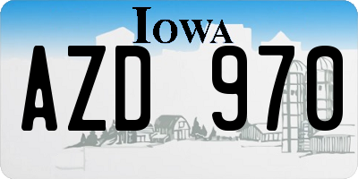 IA license plate AZD970