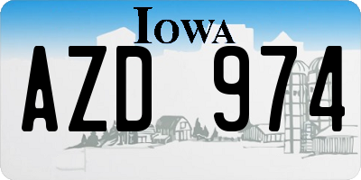 IA license plate AZD974