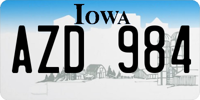 IA license plate AZD984
