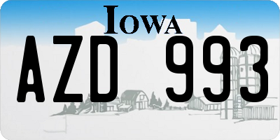 IA license plate AZD993