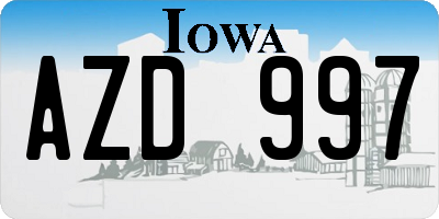 IA license plate AZD997