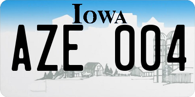 IA license plate AZE004