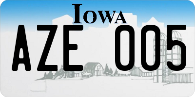 IA license plate AZE005