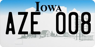 IA license plate AZE008