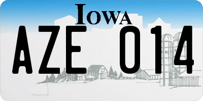 IA license plate AZE014