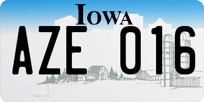 IA license plate AZE016
