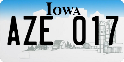 IA license plate AZE017