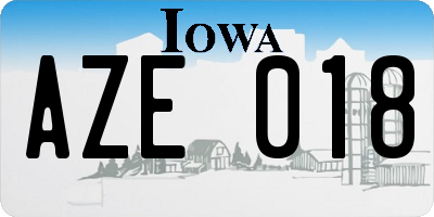 IA license plate AZE018