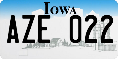 IA license plate AZE022