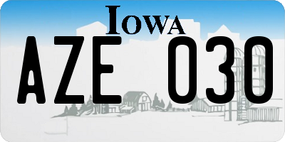 IA license plate AZE030