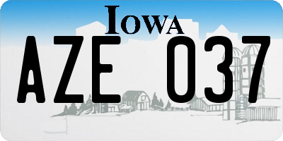 IA license plate AZE037