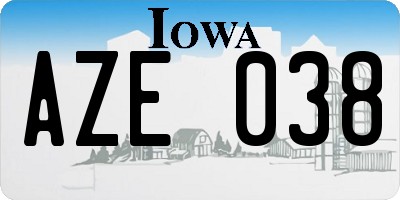 IA license plate AZE038