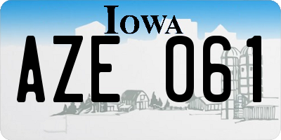 IA license plate AZE061