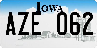 IA license plate AZE062