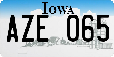 IA license plate AZE065